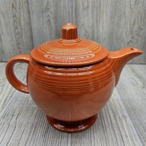 Vintage Fiesta Ware Teapot Radioactive Red Orange Antique Homer Laughlin Company
